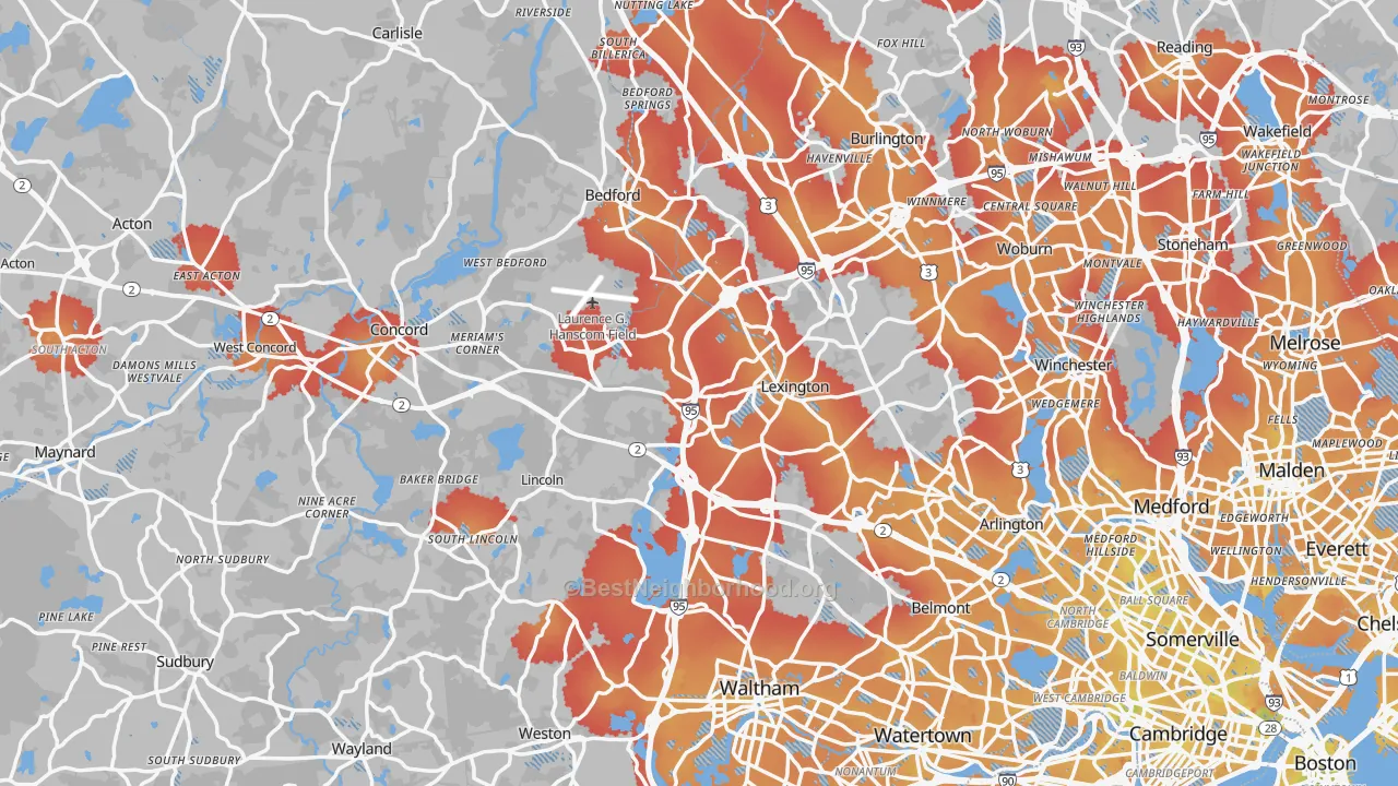 Transit Grade map of Middlesex County, MA