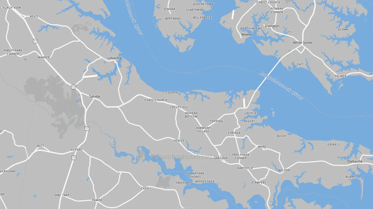 Transit Grade map of Middlesex County, VA