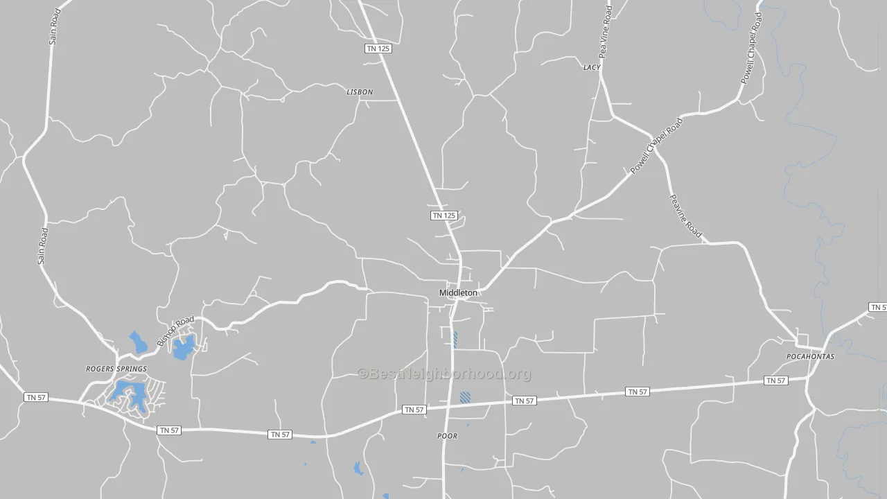 Transit Grade map of Middleton, TN
