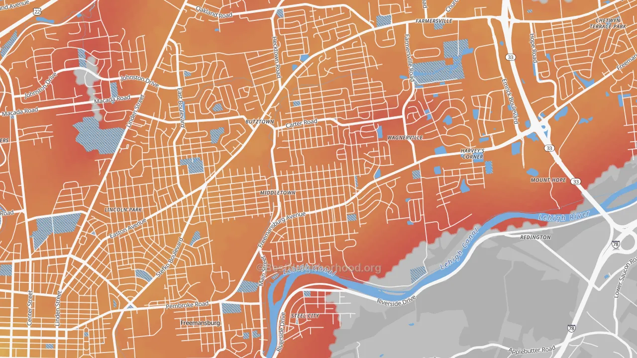 Transit Grade map of middletown, Bethlehem, PA