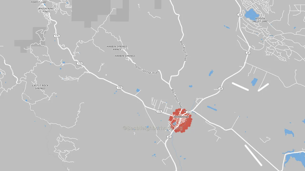Transit Grade map of Middletown, CA