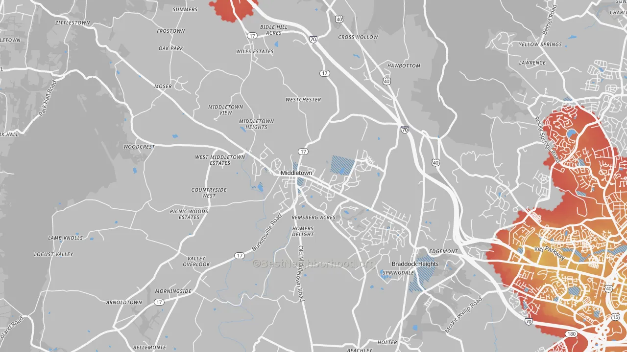 Transit Grade map of Middletown, MD