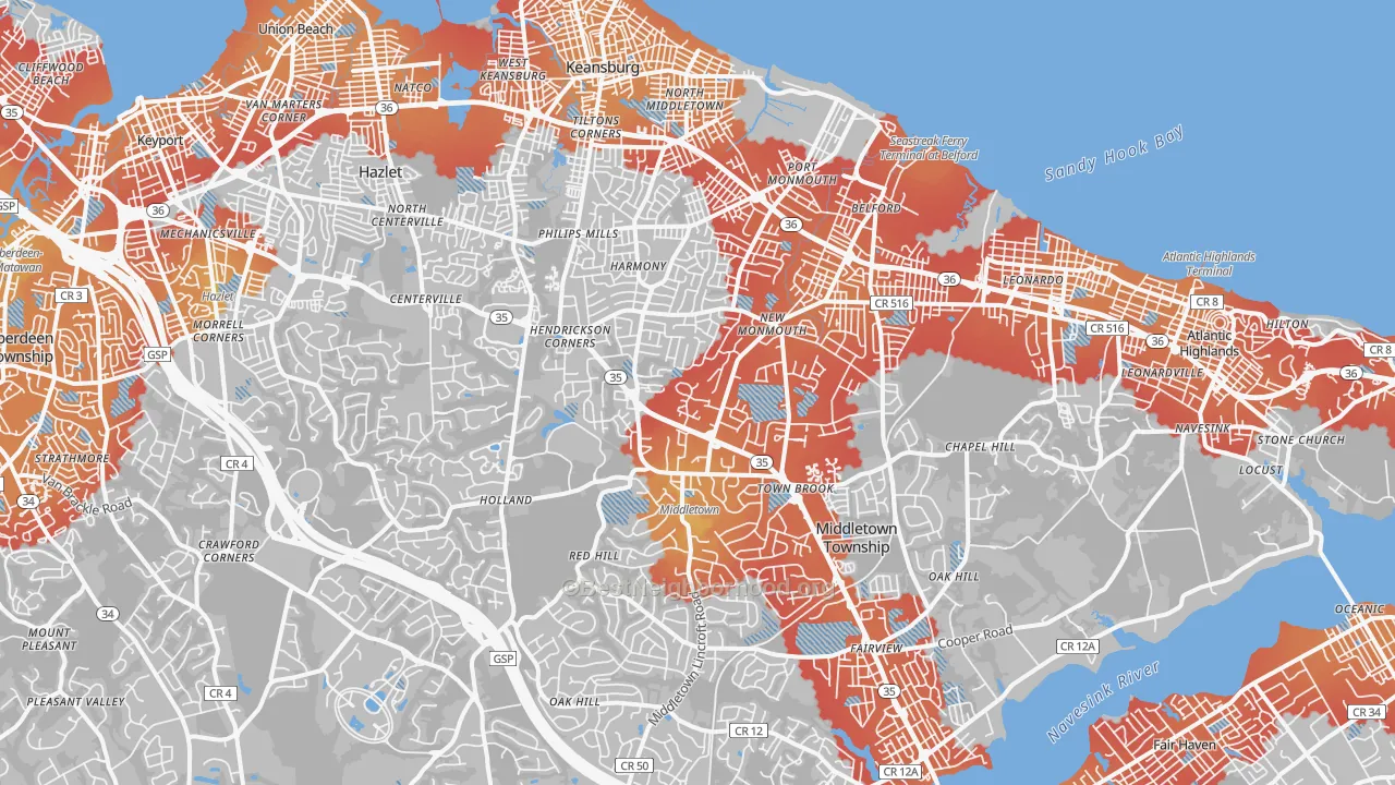Transit Grade map of Middletown, NJ