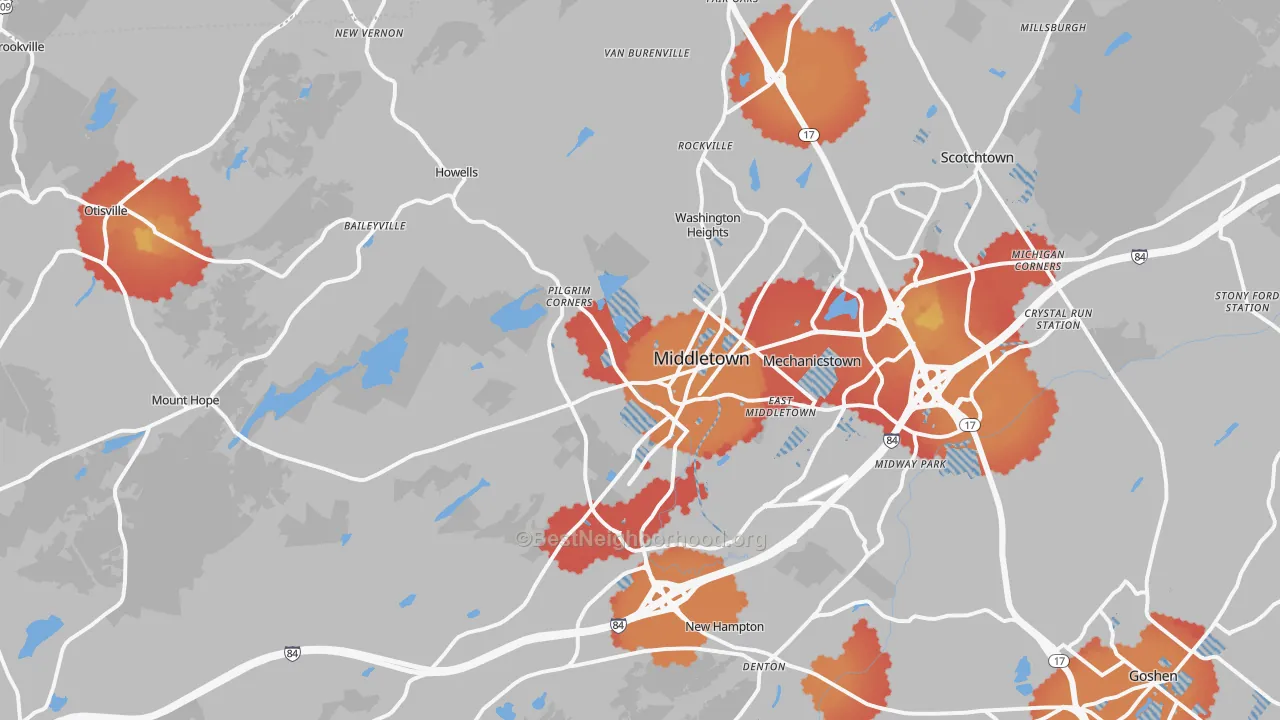 Transit Grade map of Middletown, NY