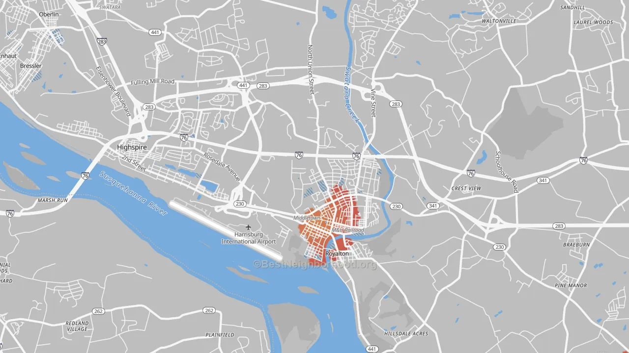 Transit Grade map of Middletown, PA