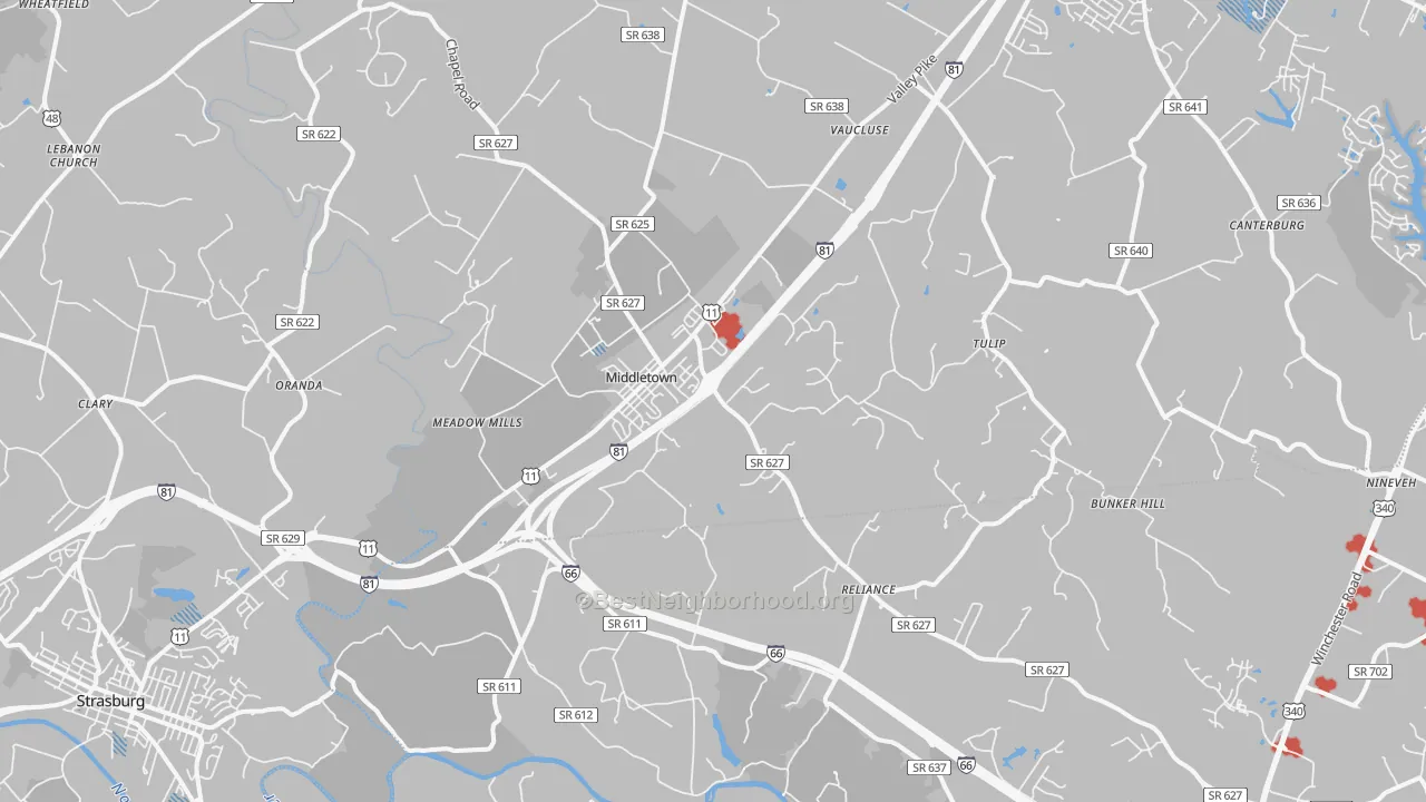 Transit Grade map of Middletown, VA