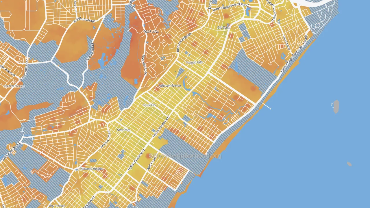 Transit Grade map of Midland Beach, Staten Island, NY