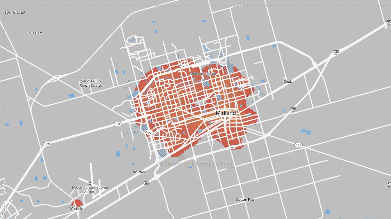 Transit Grade map of Midland County, TX