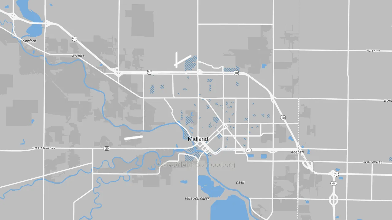 Transit Grade map of Midland, MI
