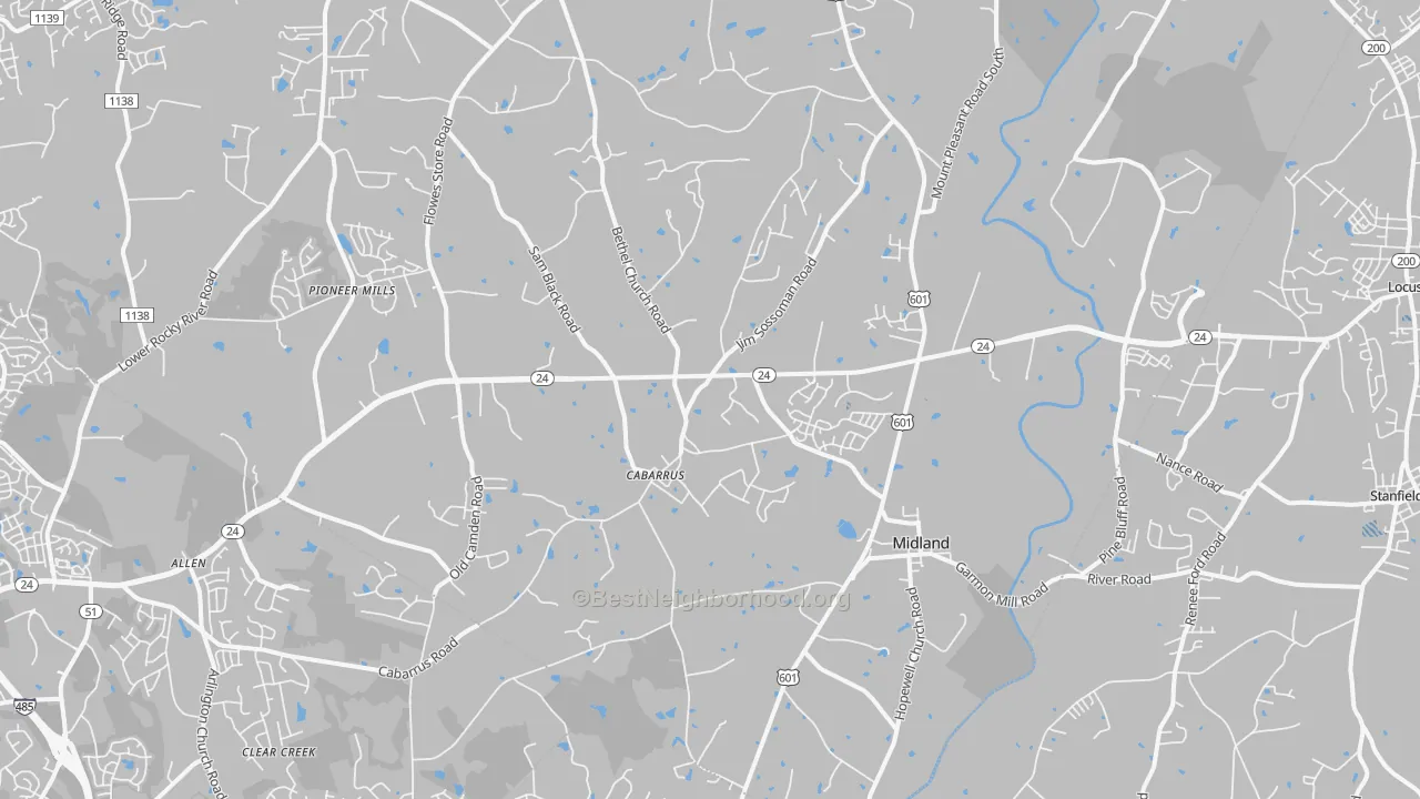 Transit Grade map of Midland, NC