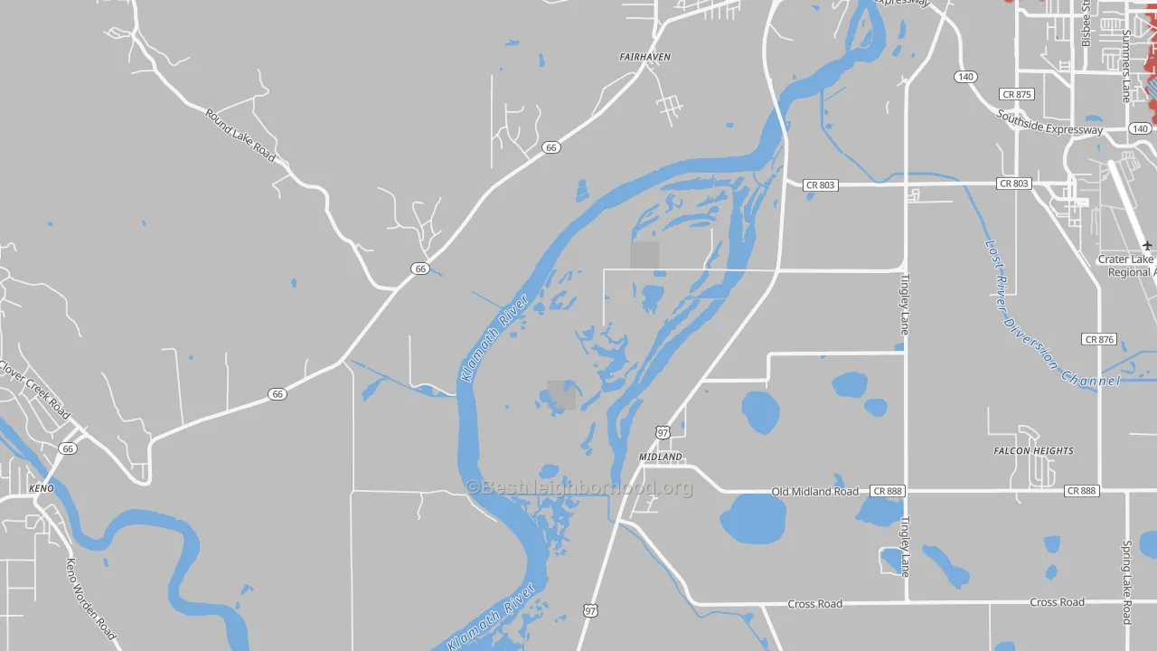 Transit Grade map of Midland, OR