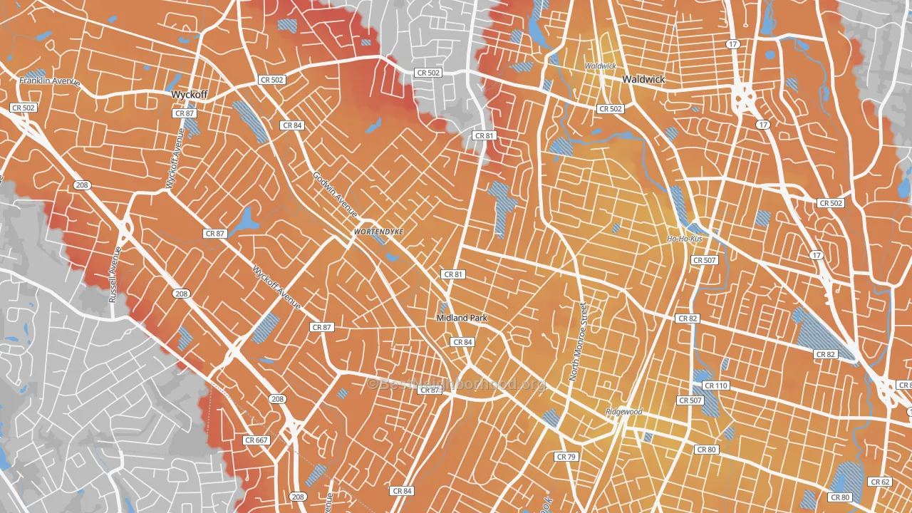 Transit Grade map of Midland Park, NJ