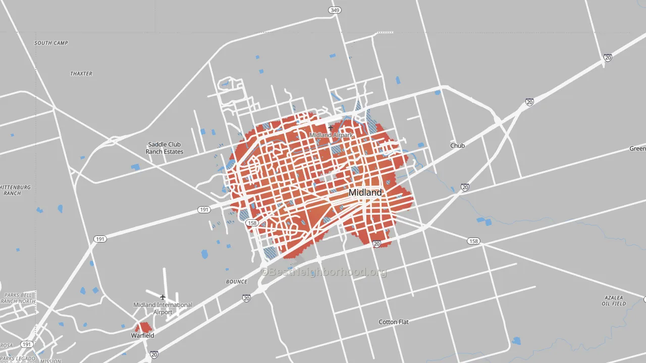 Transit Grade map of Midland, TX