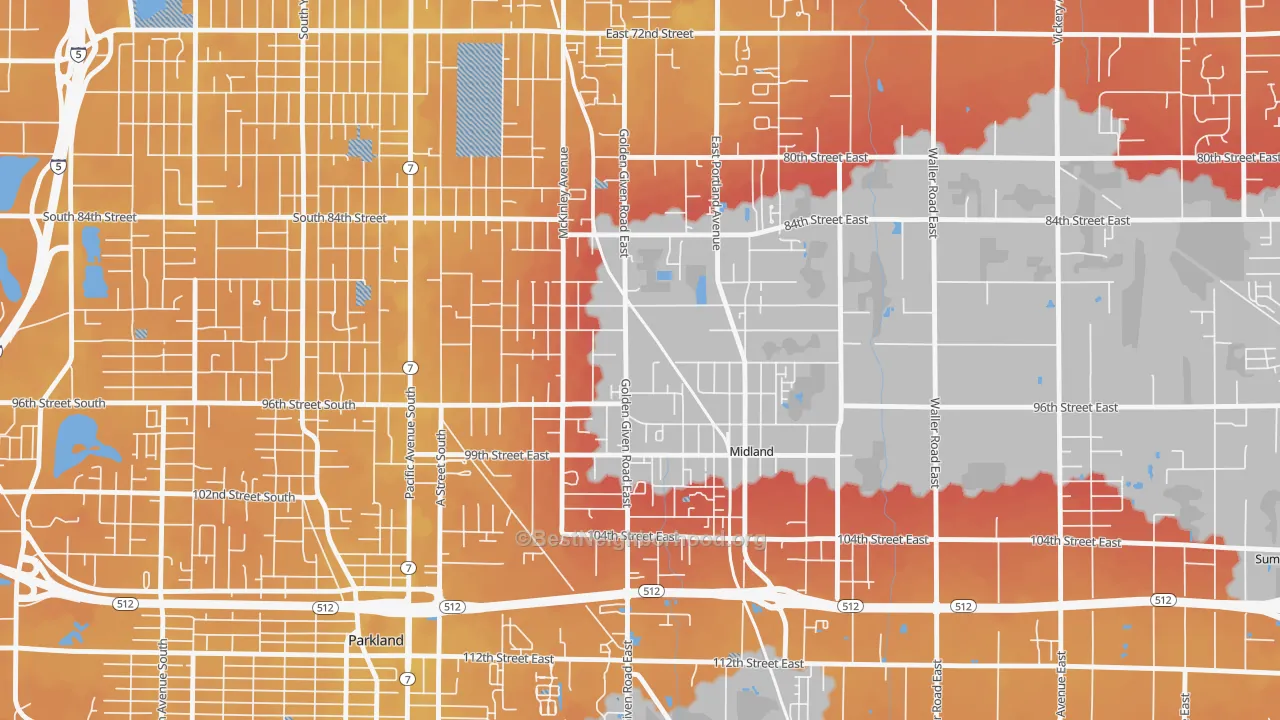 Transit Grade map of Midland, WA