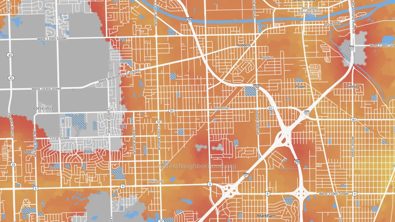 Transit Grade map of Midlothian, IL