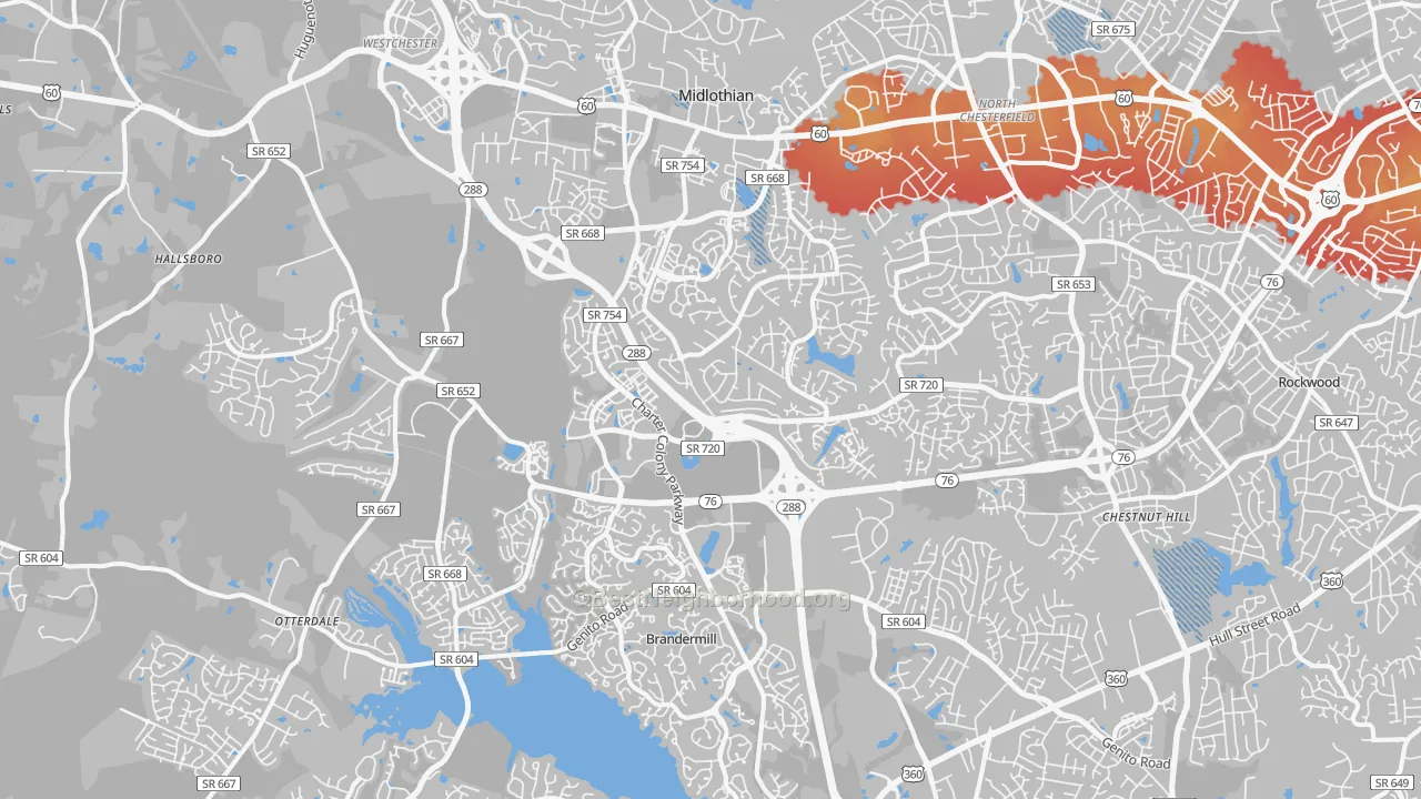 Transit Grade map of Midlothian, VA