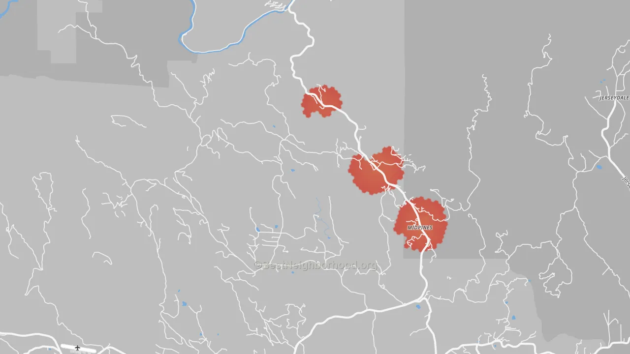 Transit Grade map of Midpines, CA