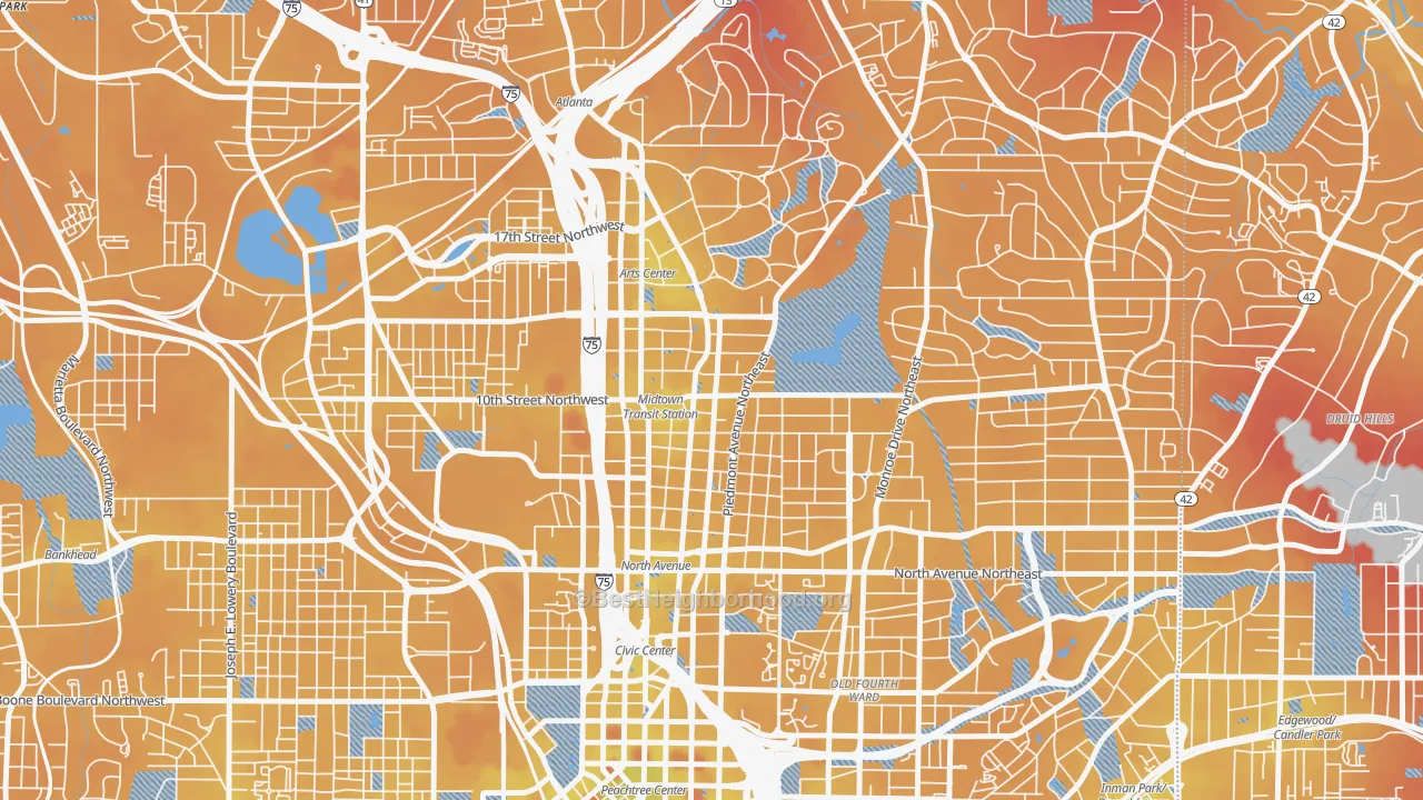 Transit Grade map of Midtown Atlanta, Atlanta, GA