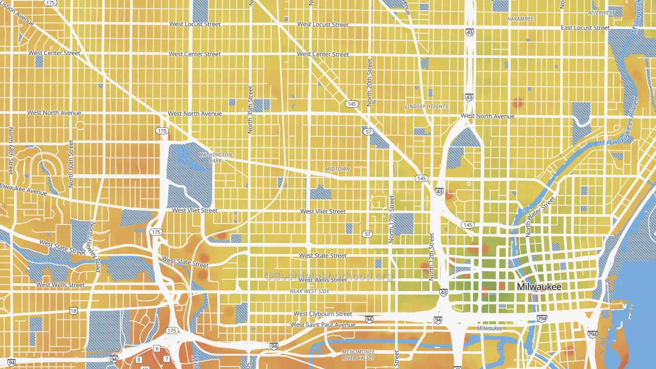 Transit Grade map of Midtown, Milwaukee, WI