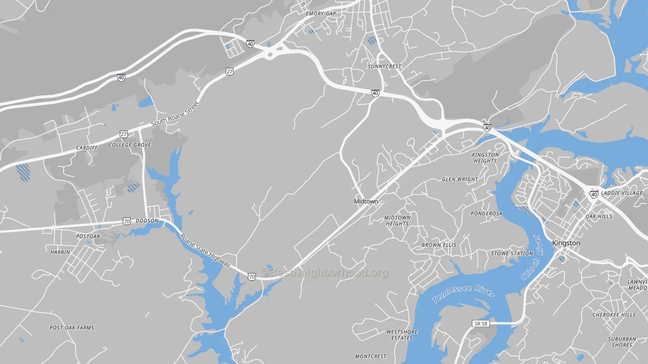 Transit Grade map of Midtown, TN