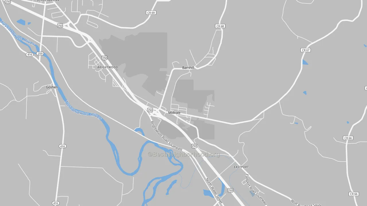 Transit Grade map of Midvale, OH