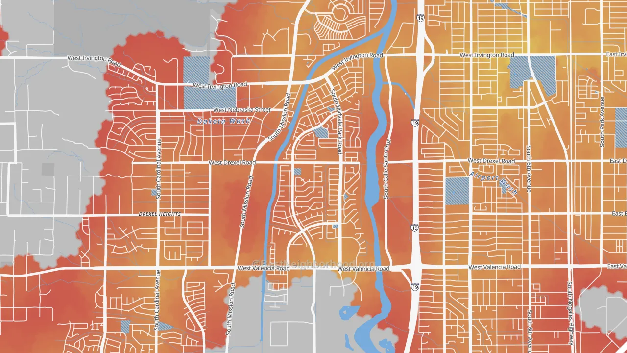 Transit Grade map of Midvale Park, Tucson, AZ