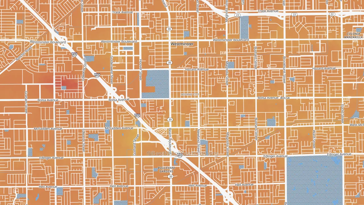 Transit Grade map of Midway City, CA