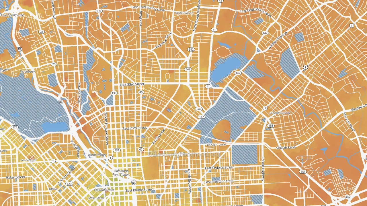 Transit Grade map of Midway-Coldstream, Baltimore, MD