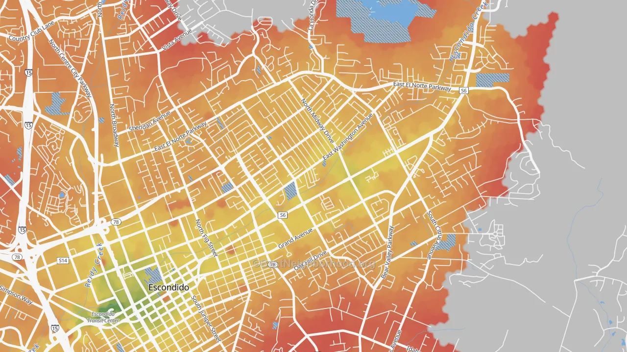 Transit Grade map of Midway, Escondido, CA