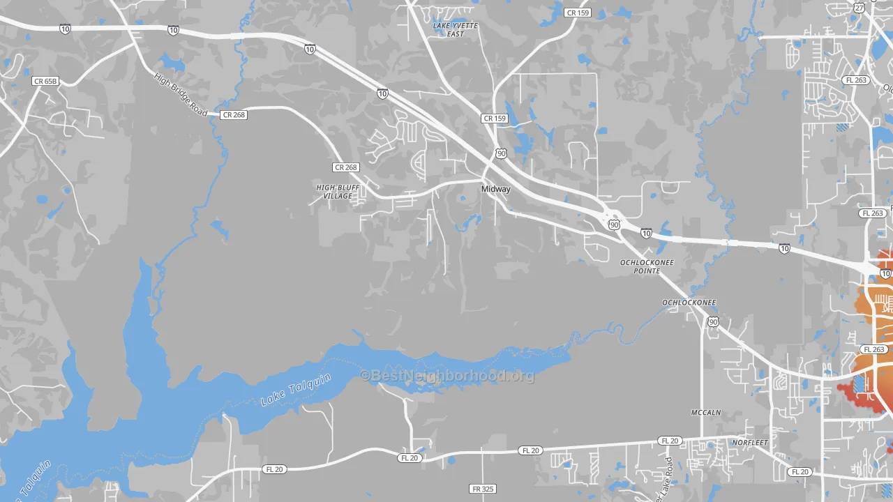 Transit Grade map of Midway, FL