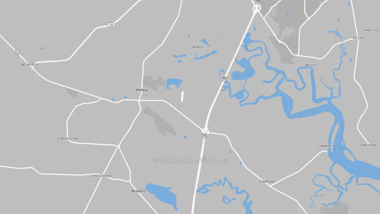 Transit Grade map of Midway, GA