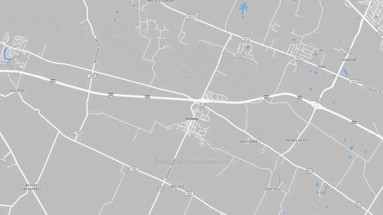 Transit Grade map of Midway, KY