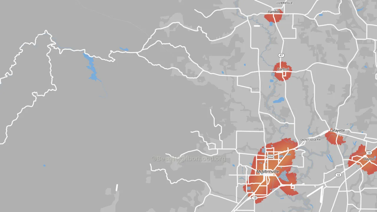 Transit Grade map of Midway, OR