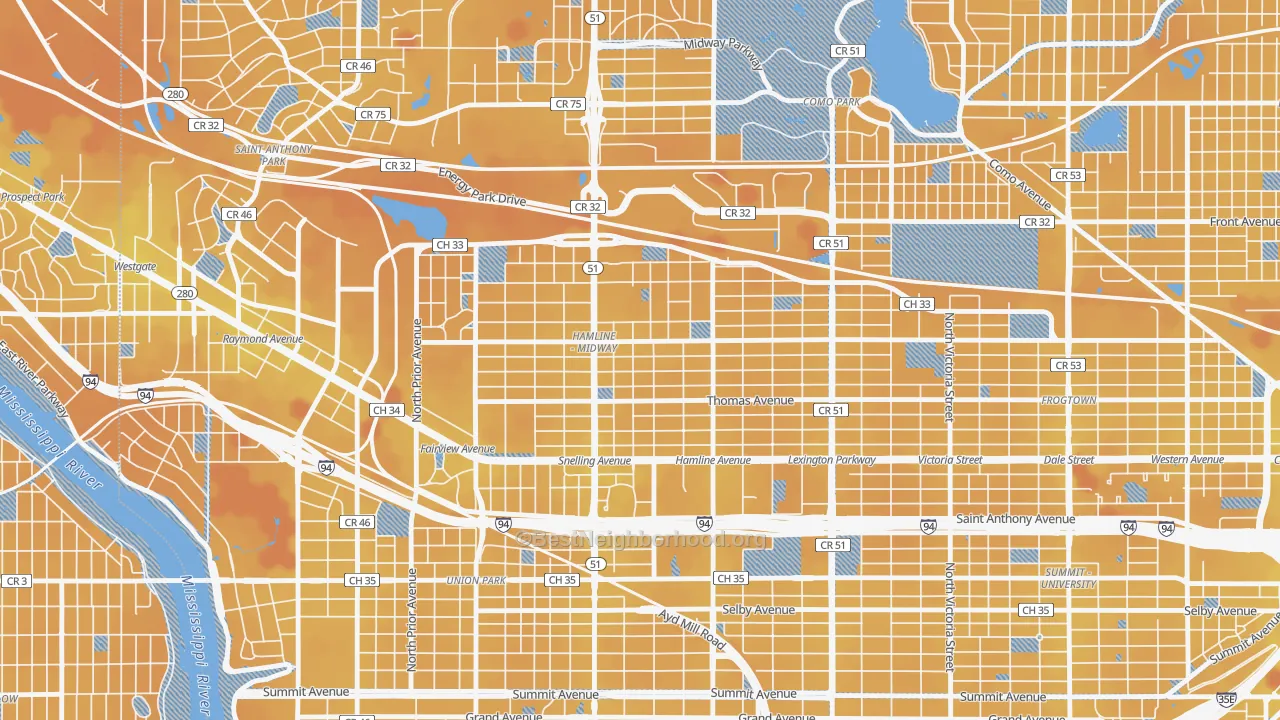 Transit Grade map of Midway, St. Paul, MN