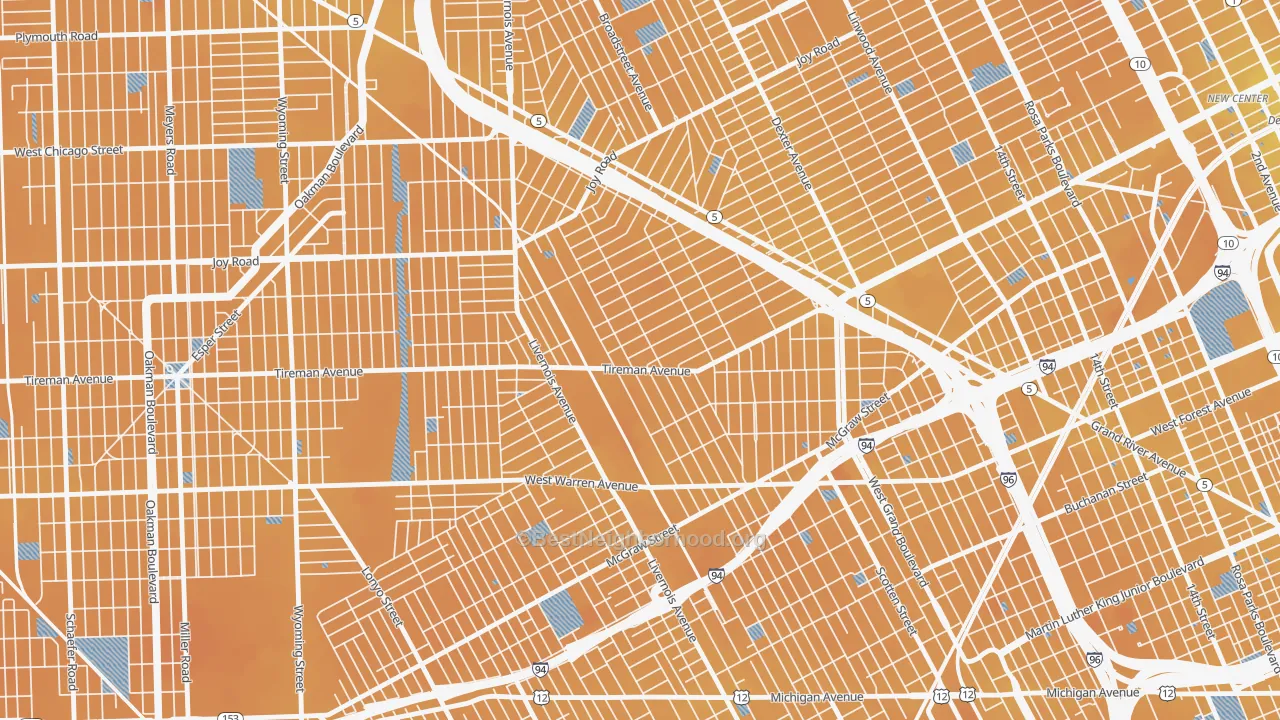 Transit Grade map of Midwest, Detroit, MI