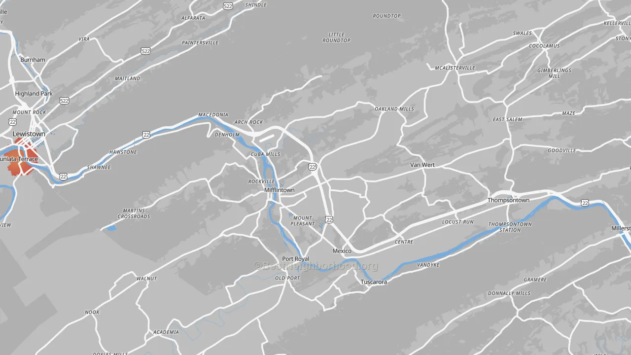 Transit Grade map of Mifflintown, PA