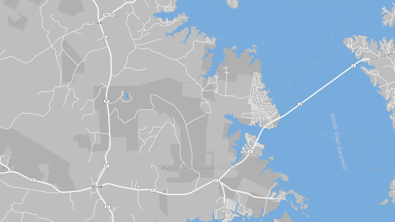 Transit Grade map of Milam, TX