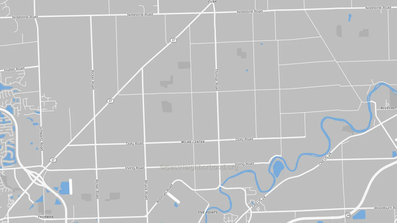 Transit Grade map of Milan Center, IN