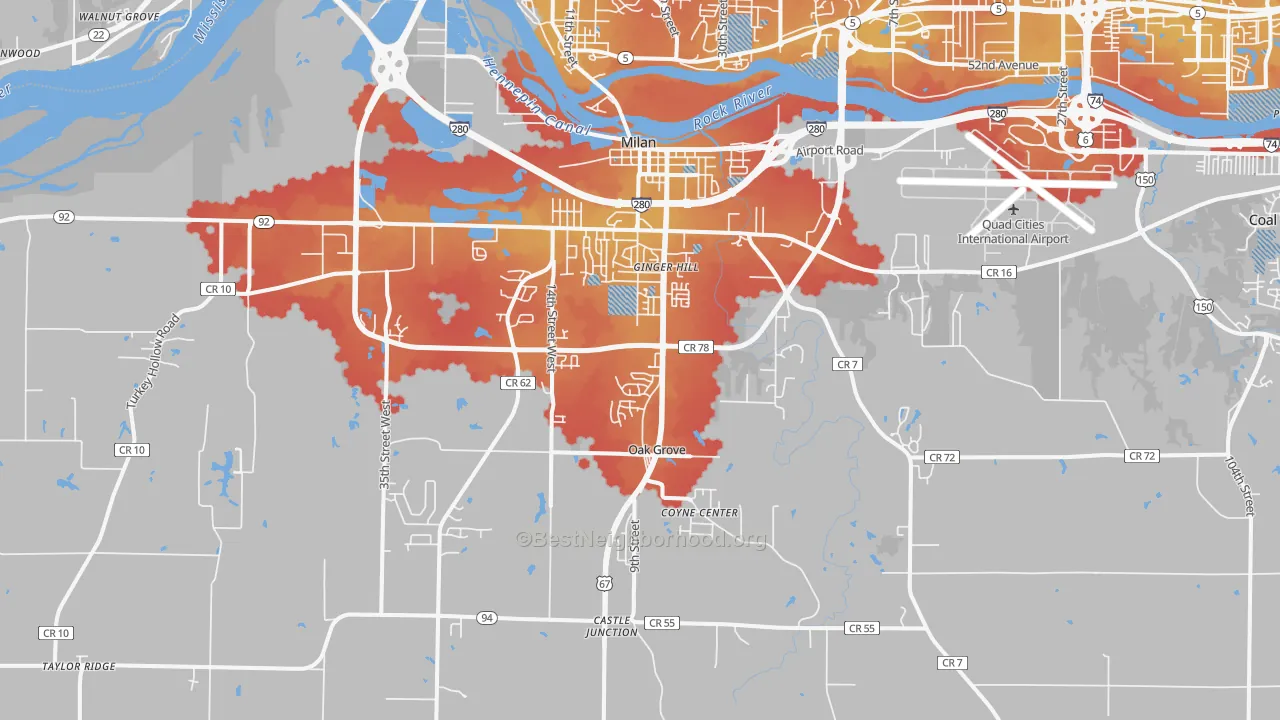 Transit Grade map of Milan, IL