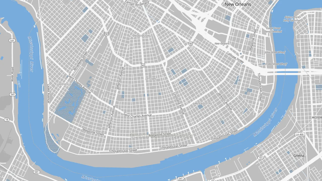 Transit Grade map of Milan, New Orleans, LA