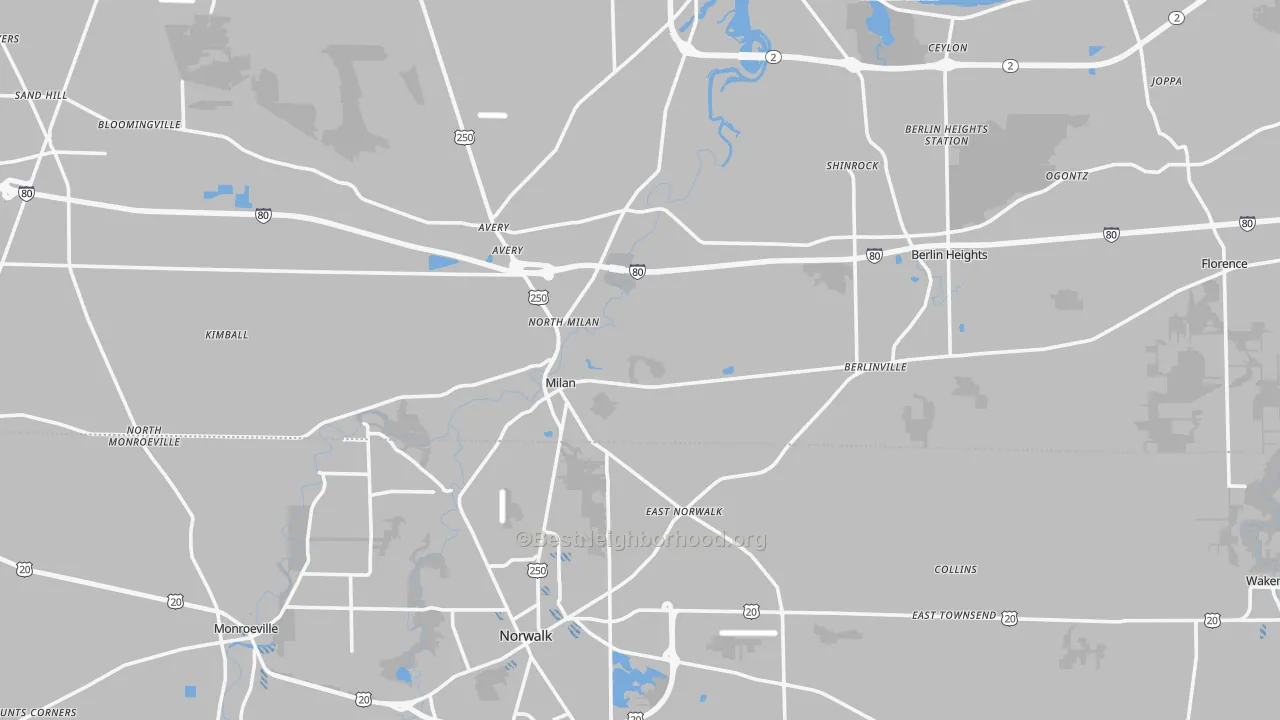Transit Grade map of Milan, OH