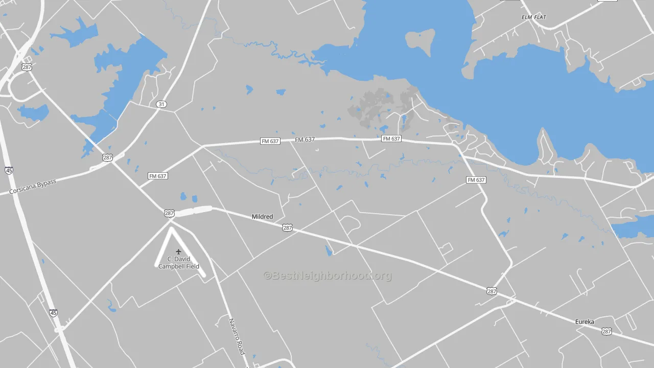 Transit Grade map of Mildred, TX