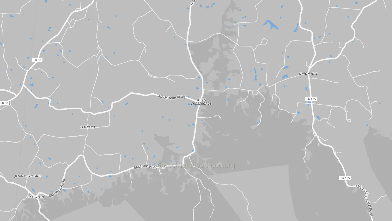 Transit Grade map of Miles Crossroads, TN