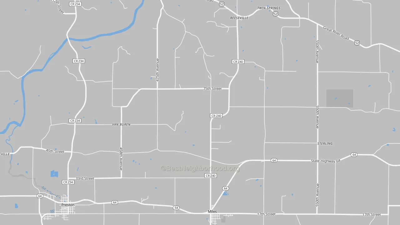 Transit Grade map of Miles, IA