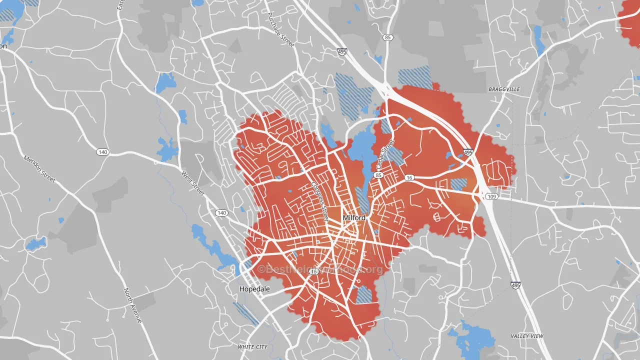 Transit Grade map of Milford, MA