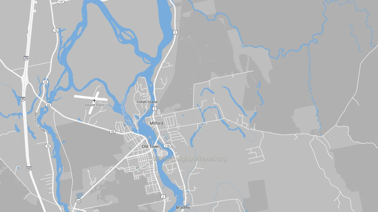 Transit Grade map of Milford, ME