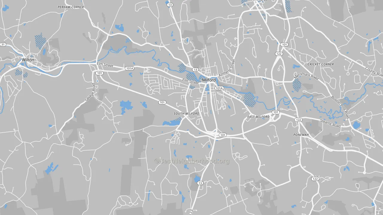 Transit Grade map of Milford, NH