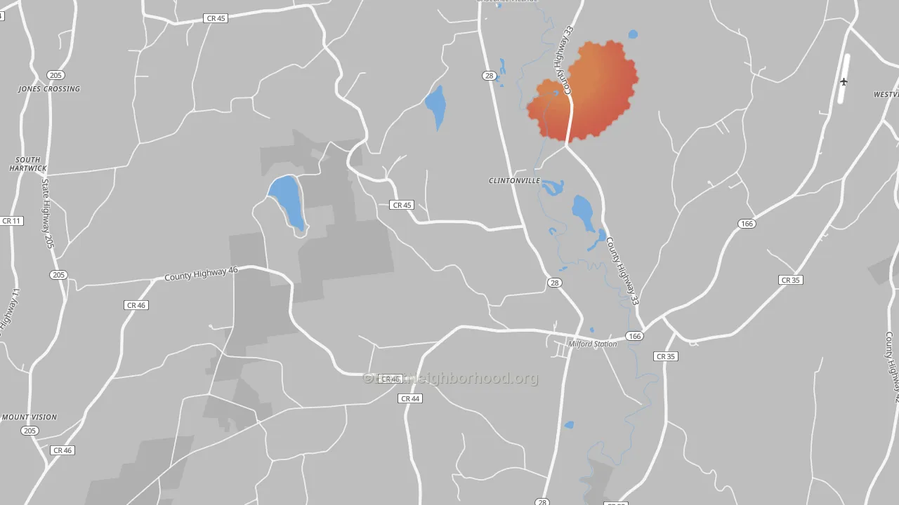 Transit Grade map of Milford, NY