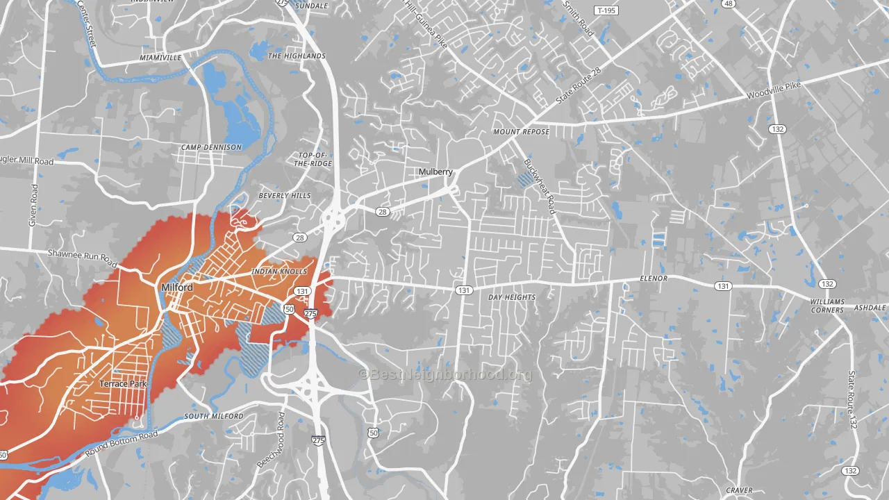 Transit Grade map of Milford, OH
