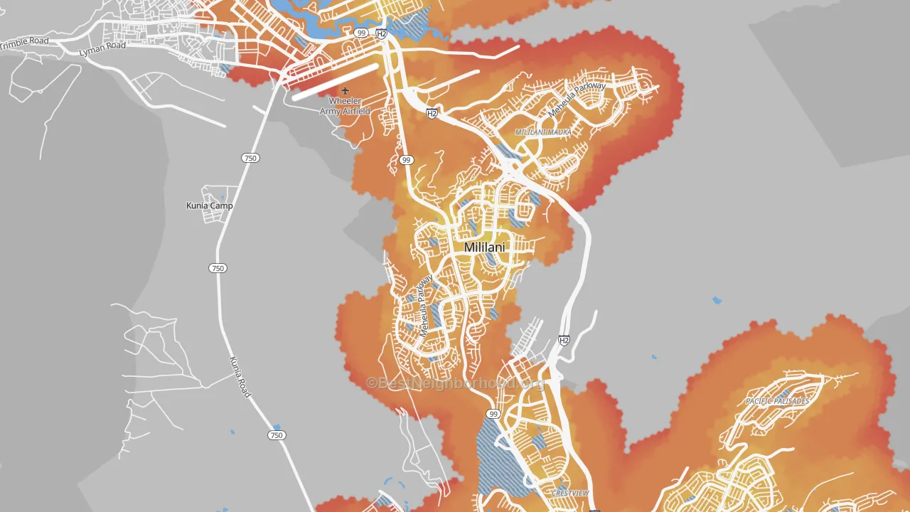 Transit Grade map of Mililani Waipio Melemanu, Mililani, HI